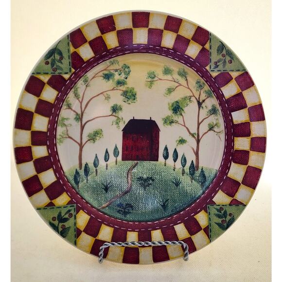 PLATE-DINNER-THOMSON POTTERY-2002 by Beth Vincent-Stephens-Country-Checker-10.5" - Picture 2 of 6